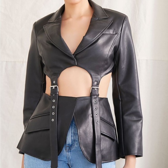 Forever 21 Jackets & Blazers - FOREVER21 leather cutout blazer / Size XL / New